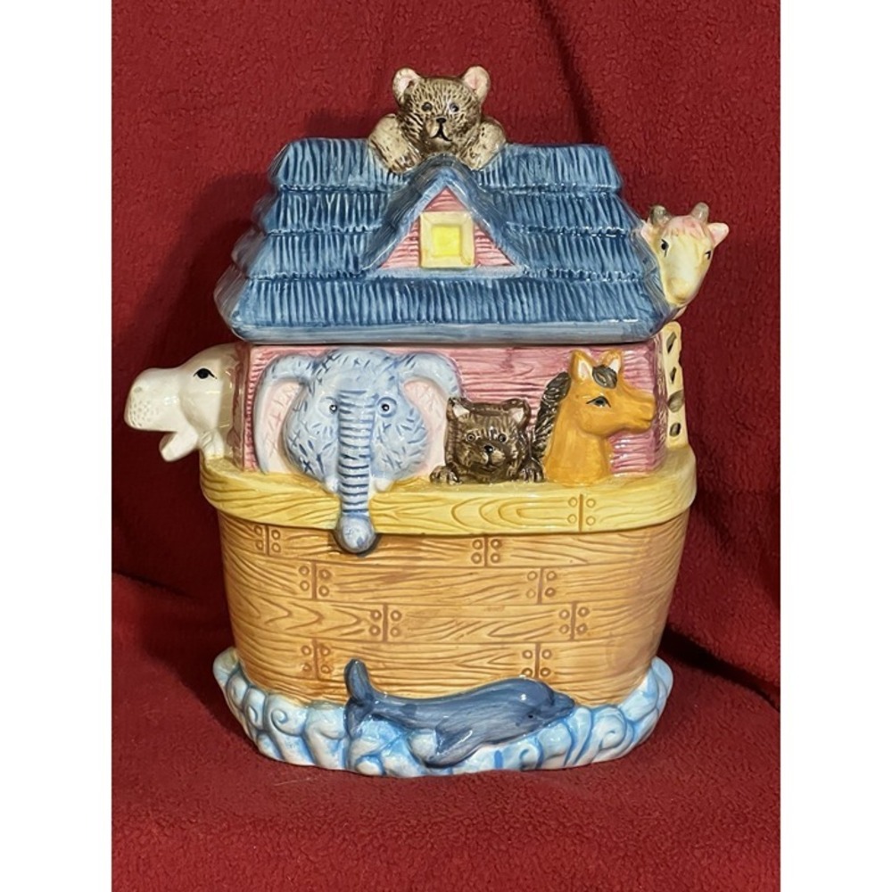 Noah's Ark Ceramic Sugar & Creamer and Cookie Jar 3‎ Piece Set (2039)